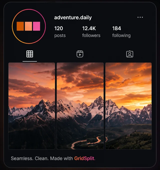 The finished grid shown on an Instagram profile, with no visible seams